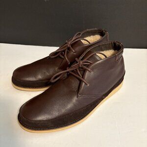 EM Brown Leather Lace Up Winter Shoes Men's Size 9
